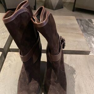 Tod's brown swede & leather dress boots